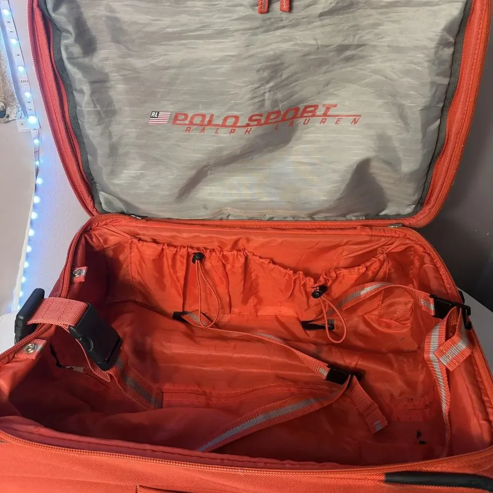 VTG Polo Sport Ralph Lauren 24” Wheeled luggage Rolling Suitcase orange